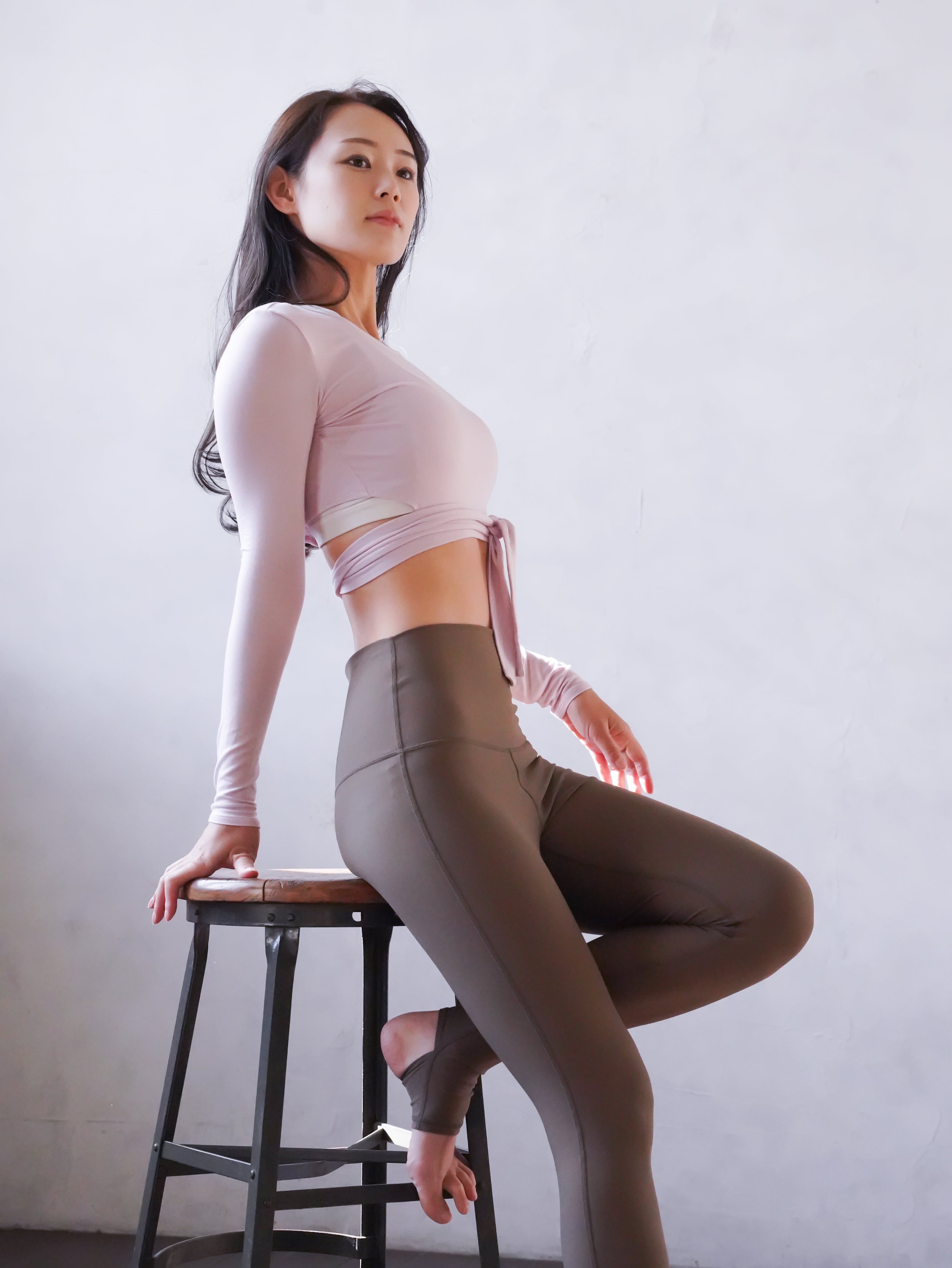 3way tie-waist long sleeve Tops / sakura(pink) Tops with ribbon