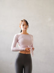 3way tie-waist long sleeve Tops / sakura(pink) Tops with ribbon