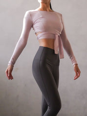 3way tie-waist long sleeve Tops / sakura(pink) Tops with ribbon