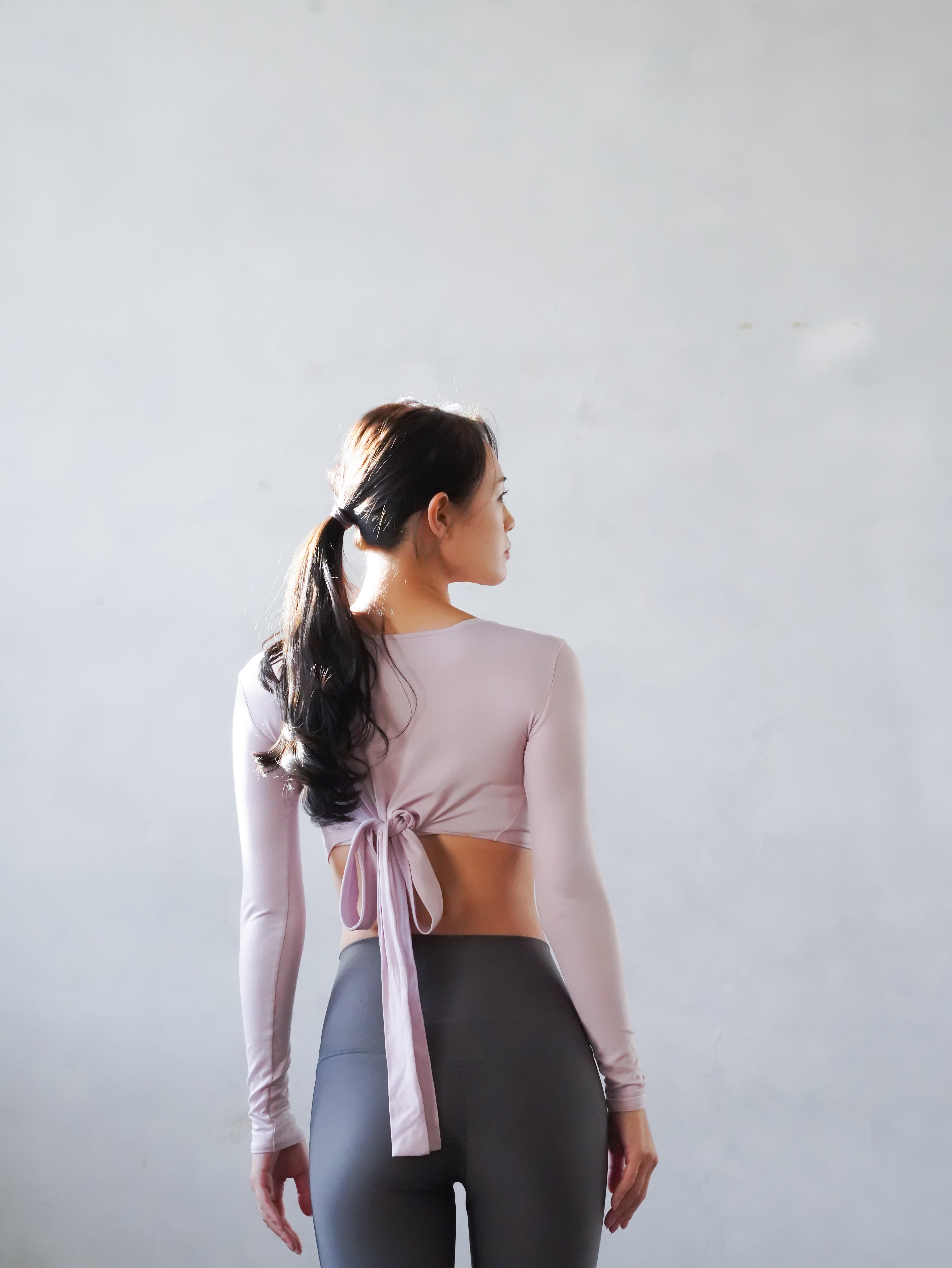 3way tie-waist long sleeve Tops / sakura(pink) Tops with ribbon