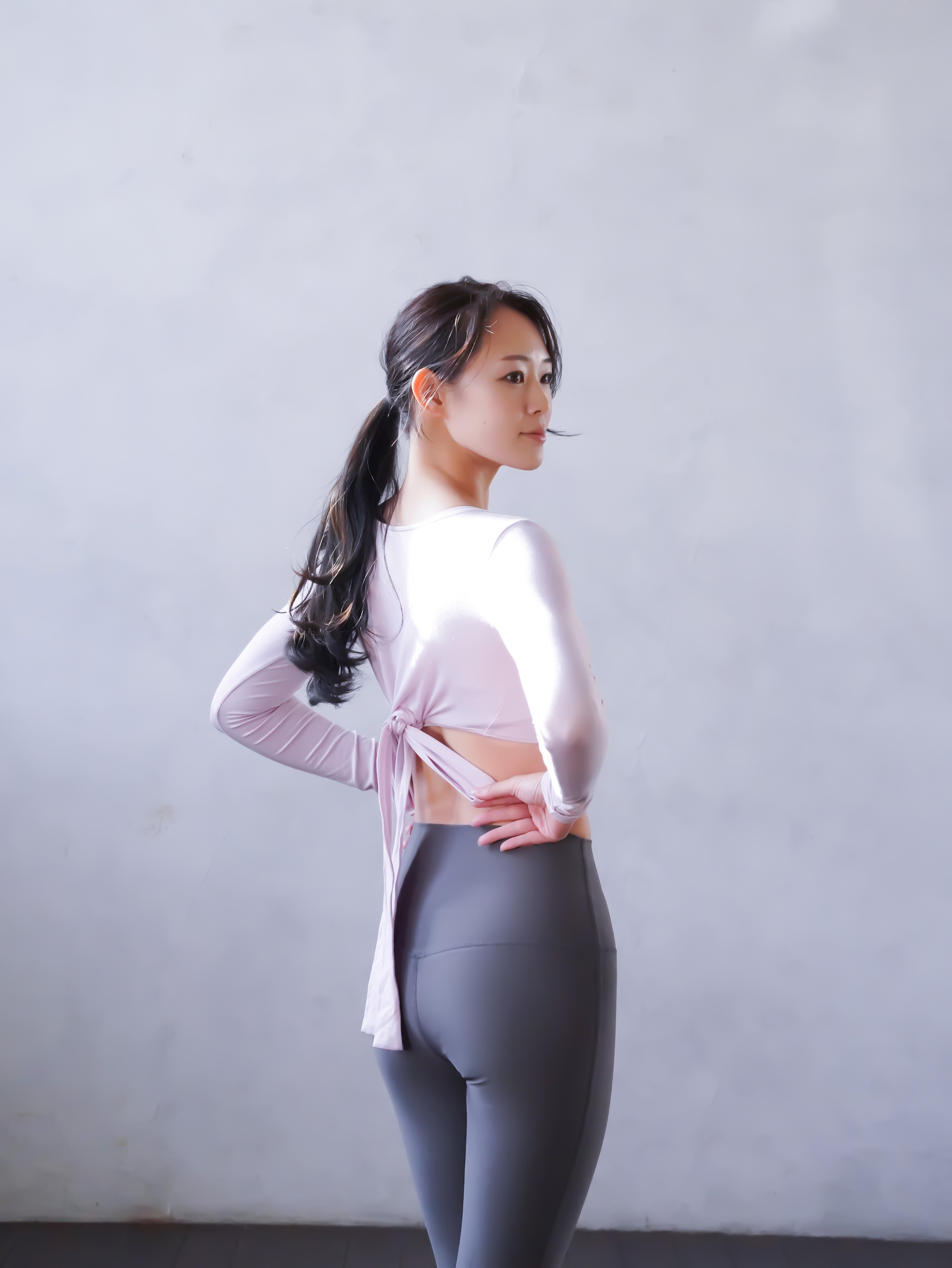 3way tie-waist long sleeve Tops / sakura(pink) Tops with ribbon