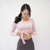3way tie-waist long sleeve Tops / sakura(pink) Tops with ribbon