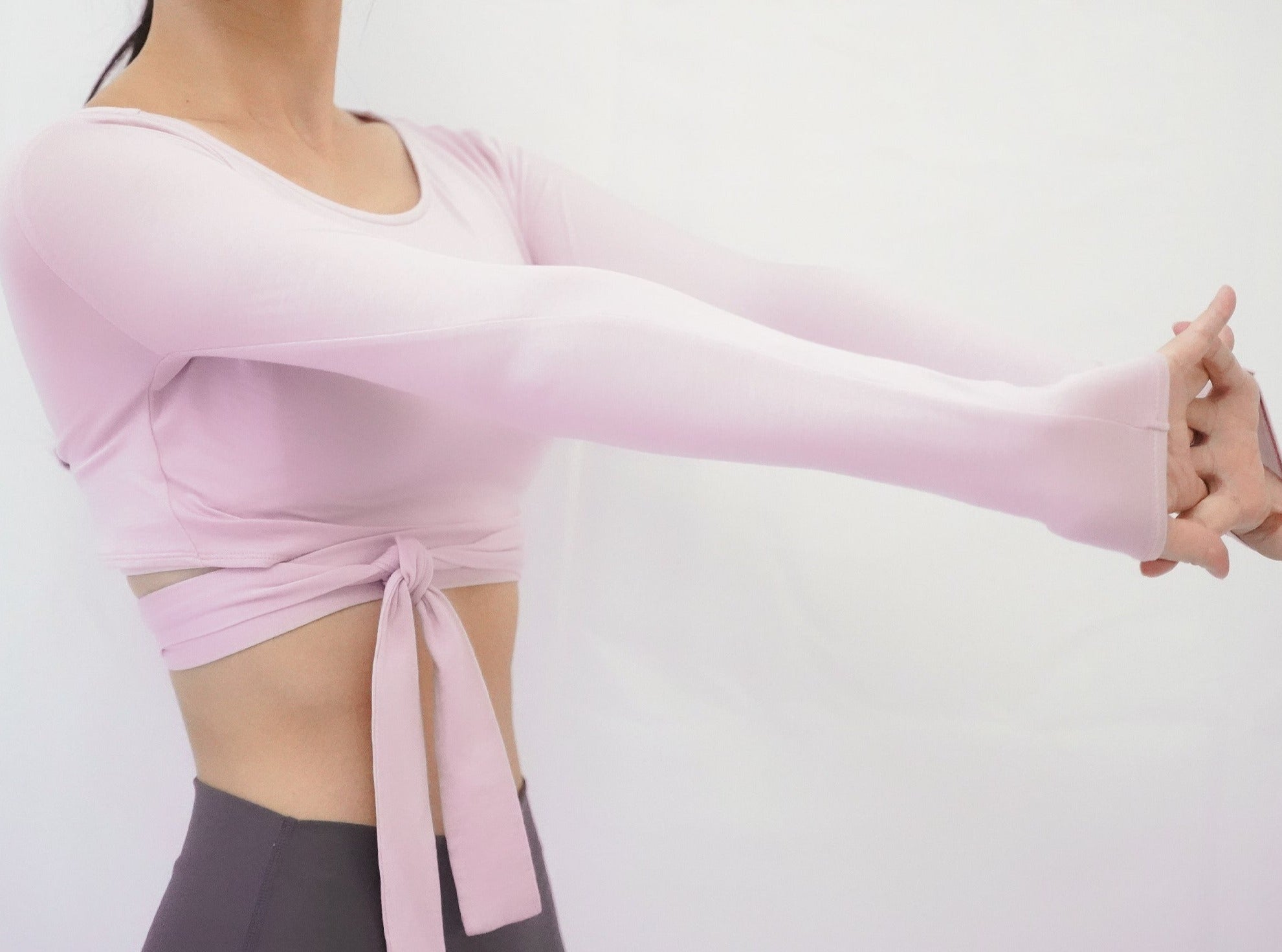 3way tie-waist long sleeve Tops / sakura(pink) Tops with ribbon