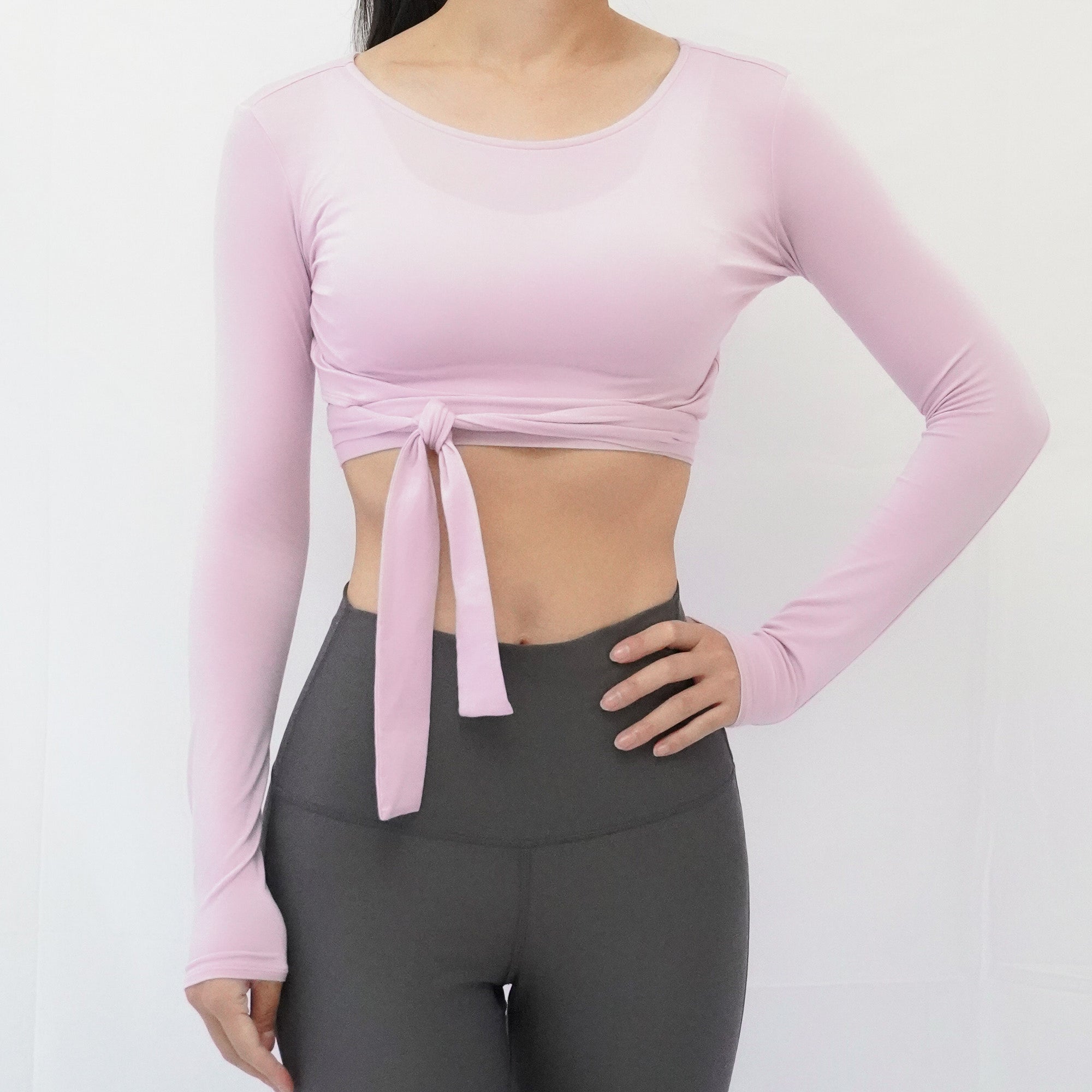 3way tie-waist long sleeve Tops / sakura(pink) Tops with ribbon