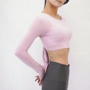 3way tie-waist long sleeve Tops / sakura(pink) Tops with ribbon