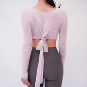 3way tie-waist long sleeve Tops / sakura(pink) Tops with ribbon