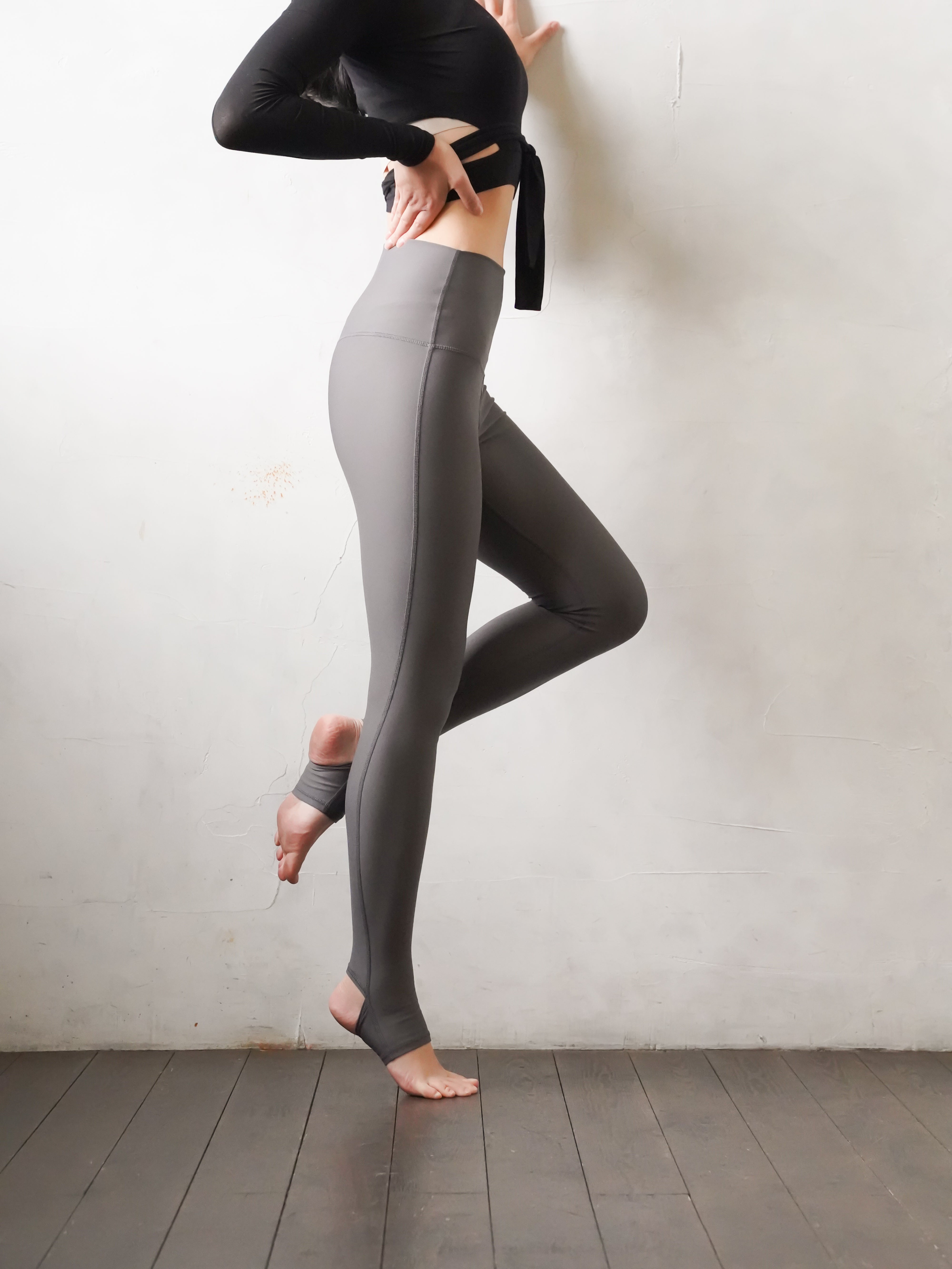 2way high waist stirrup leggings / stone(gray) trend leggings